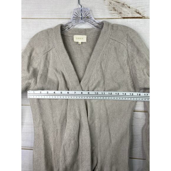 Anthropologie Shae Cashmere Cardigan Sweater Womens M Neutral Pockets Open Front - Picture 9 of 10
